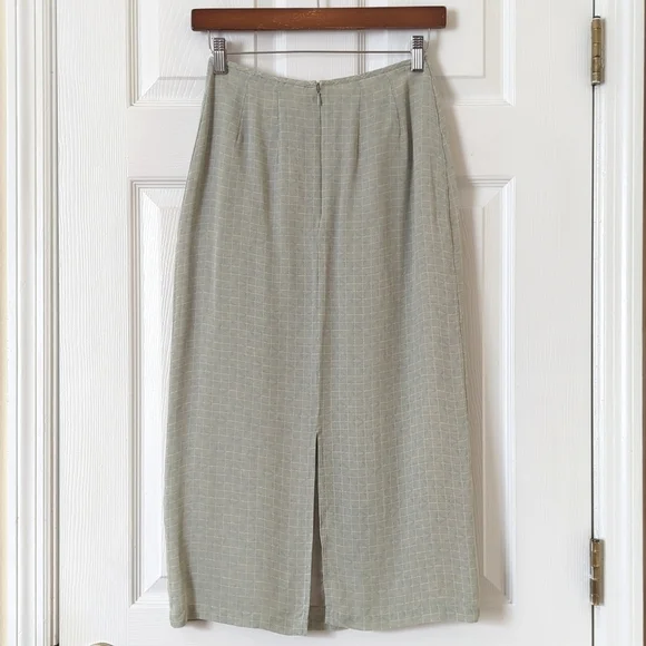 Petite Sophisticate 90's Vintage Funky Silk High Waisted Straight Midi Skirt 2 - Picture 8 of 12